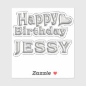 Jessy Happy Birthday silver Aufkleber Sticker (Blatt)