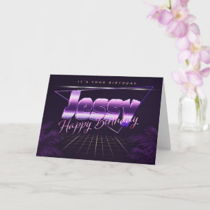 Jessy Name Vorname lila retro Karte Geburtstag