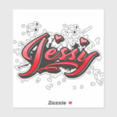 Jessy red Heart Graffiti Aufkleber Sticker (Blatt)