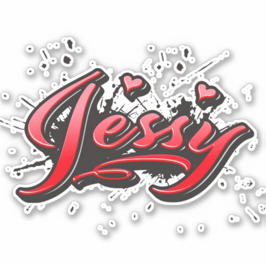 Jessy red Heart Graffiti Aufkleber Sticker (Vorderseite)