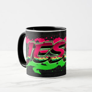 Jessy Vorname Name Graffiti red green Tasse