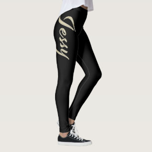 Jessy white gold Handwriting Hose Leggings