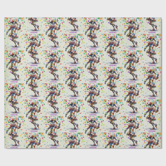 Jester Add Text Carnival oder Mardi Gras Geschenkpapier (Flach)