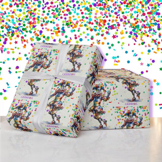 Jester Add Text Carnival oder Mardi Gras Geschenkpapier