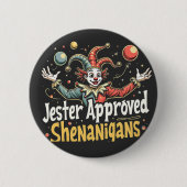 Jester Approved Shenanigans Circus Clown Button (Vorderseite)