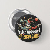 Jester Approved Shenanigans Circus Clown Button (Vorne & Hinten)