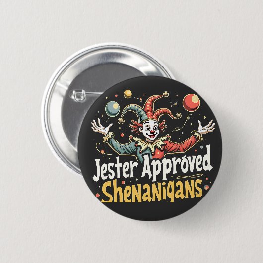 Jester Approved Shenanigans Circus Clown Button (Vorne & Hinten)