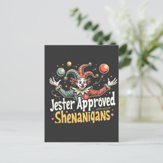 Jester Approved Shenanigans Circus Clown Postkarte (Stehend Vorderseite)