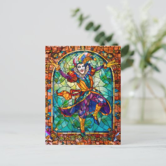 Jester Clown Postkarte (Stehend Vorderseite)