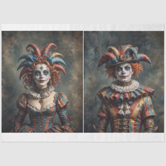 Jester Couple - 2 Designs - Decoupage - Seidenpapier (Vorderseite)