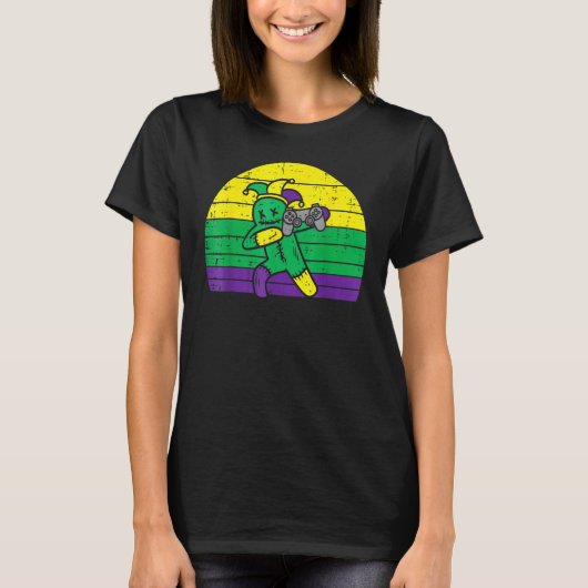 Jester Dab Game Controller Mardi Gras Video Gamer T-Shirt (Vorderseite)