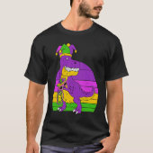 Jester Dinosaur Masquerade Mask Sleeping Mardi Gra T-Shirt (Vorderseite)
