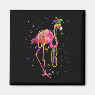Jester Flamingo und Beads Mardi Gras Fat Dienstag Magnet