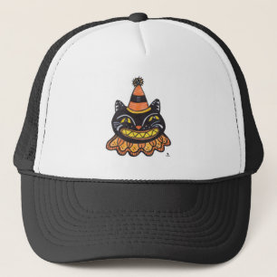 Jester Halloween Vintag Art Cartoon Cat Truckerkappe