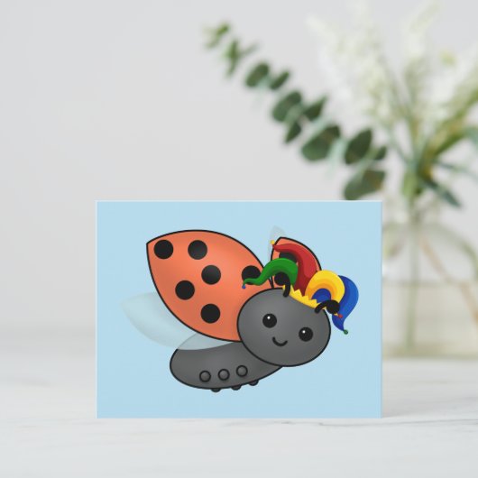 Jester Ladybug Classic Round Sticker Postkarte (Stehend Vorderseite)