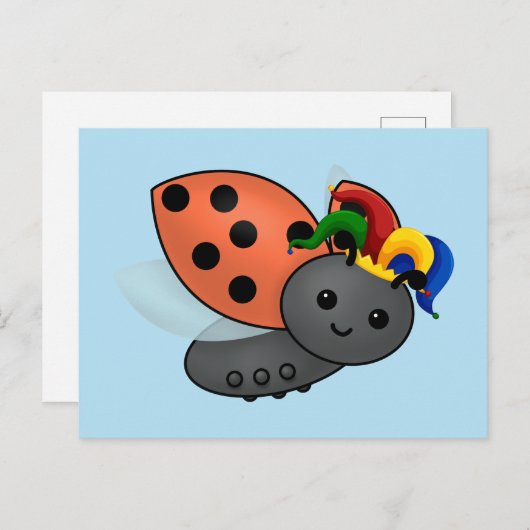 Jester Ladybug Classic Round Sticker Postkarte (Vorne/Hinten)