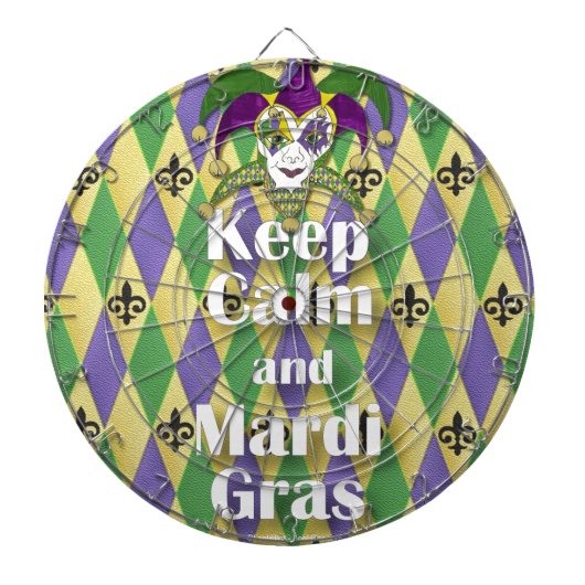 Jester Mask Behielt Calm und Mardi Gras Dartscheibe (vorne)