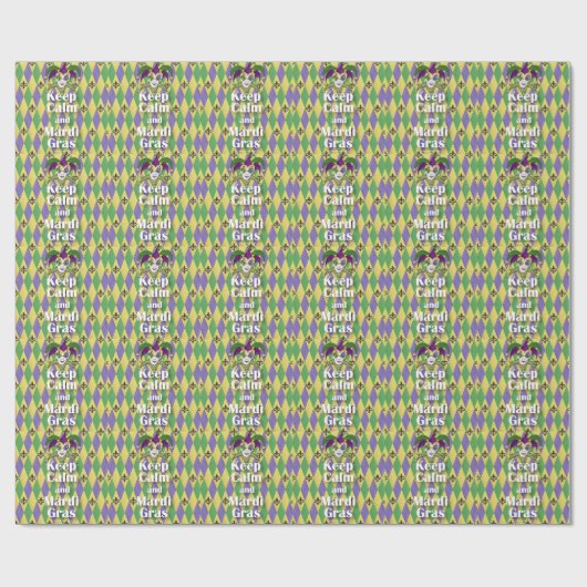 Jester Mask Behielt Calm und Mardi Gras Geschenkpapier (Flach)