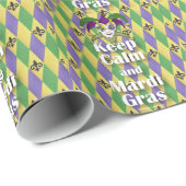 Jester Mask Behielt Calm und Mardi Gras Geschenkpapier (Rolleneckpunkt)