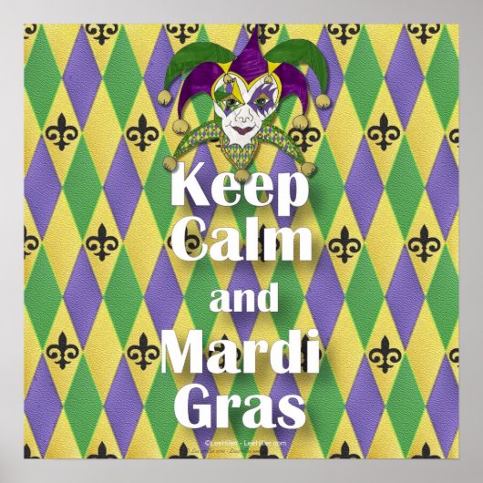Jester Mask Behielt Calm und Mardi Gras Poster (Vorne)