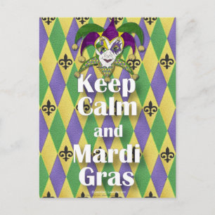 Jester Mask Behielt Calm und Mardi Gras Postkarte