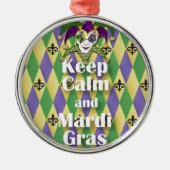 Jester Mask Behielt Calm und Mardi Gras Silbernes Ornament (Vorne)