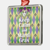 Jester Mask Behielt Calm und Mardi Gras Silbernes Ornament (Links)