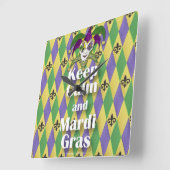 Jester Mask Keep Calm and Mardi Gras Quadratische Wanduhr (Winkel)