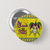 Jester Mask Mardi Gras Harlequin Button (Vorne & Hinten)