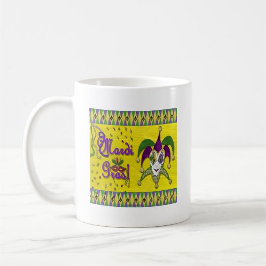 Jester Mask Mardi Gras Harlequin Kaffeetasse (Links)