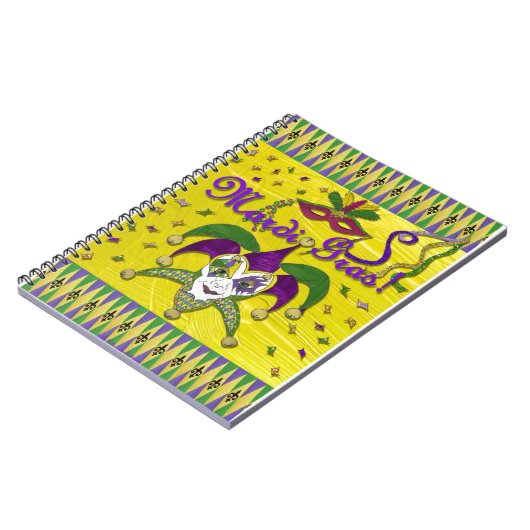 Jester Mask Mardi Gras Harlequin Notizblock (Linke Seite)