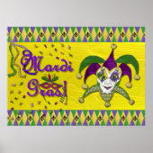 Jester Mask Mardi Gras Harlequin Poster (Vorne)
