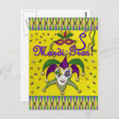 Jester Mask Mardi Gras Harlequin Postkarte (Vorne/Hinten)