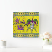 Jester Mask Mardi Gras Harlequin Quadratische Wanduhr (Zuhause)
