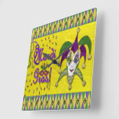 Jester Mask Mardi Gras Harlequin Quadratische Wanduhr (Winkel)