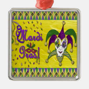 Jester Mask Mardi Gras Harlequin Silbernes Ornament
