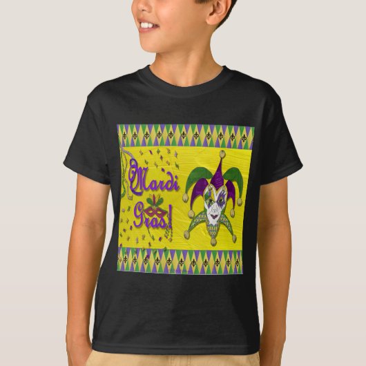 Jester Mask Mardi Gras Harlequin T-Shirt (Vorderseite)