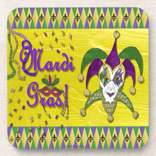 Jester Mask Mardi Gras Harlequin Untersetzer (Vorderseite)