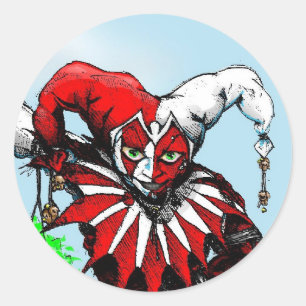 Jester mit Ballons2 Runder Aufkleber
