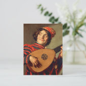Jester mit einer Lute Postkarte (Stehend Vorderseite)