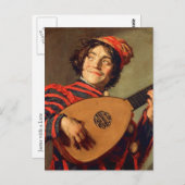Jester mit einer Lute Postkarte (Vorne/Hinten)