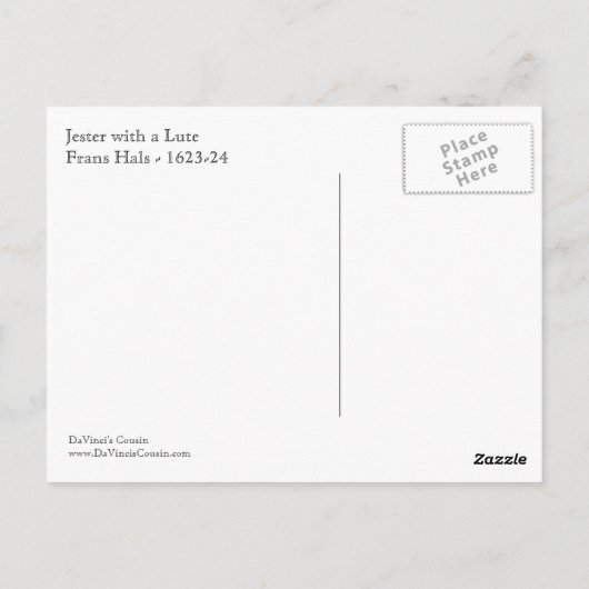 Jester mit einer Lute Postkarte (Rückseite)