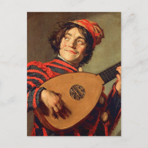 Jester mit einer Lute Postkarte