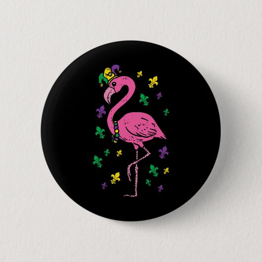 Jester Pink Flamingo Bird Animal Niedlich Mardi Gr Button (Vorderseite)