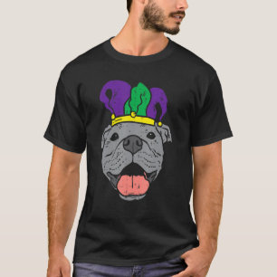 Jester Pitbull Face Mardi Gras Pittie Dog Men Wome T-Shirt