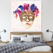 Jester Porcelain Mask mit Ribbons und Bells Leinwanddruck (Insitu (Schlafzimmer))