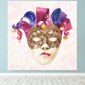 Jester Porcelain Mask mit Ribbons und Bells Leinwanddruck (Insitu (Holzboden))