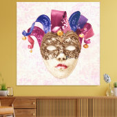 Jester Porcelain Mask mit Ribbons und Bells Leinwanddruck (Insitu (Wohnzimmer))