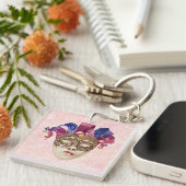 Jester Porcelain Mask mit Ribbons und Bells Schlüsselanhänger (Vorderseite rechts)