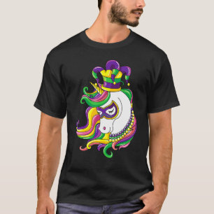 Jester Rainbow Unicorn Mardi Gras Mask Kostüm 1 T-Shirt